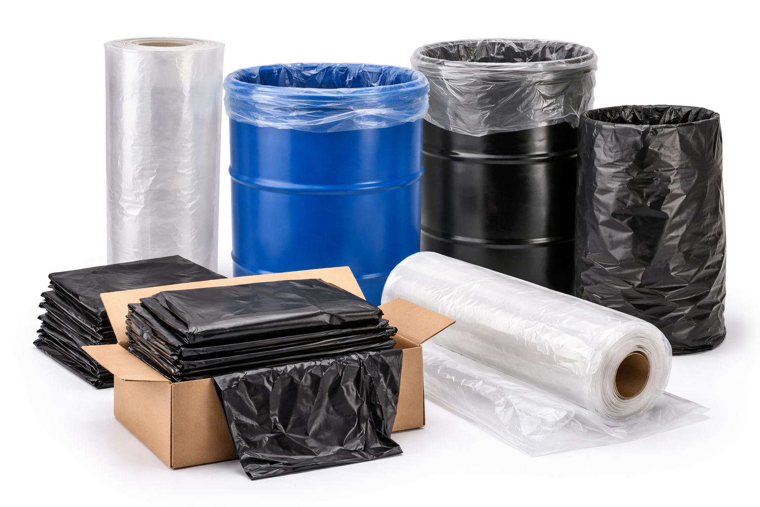 Heavy-duty commercial trash liners and can liners for food service restaurants and industrial facilities
