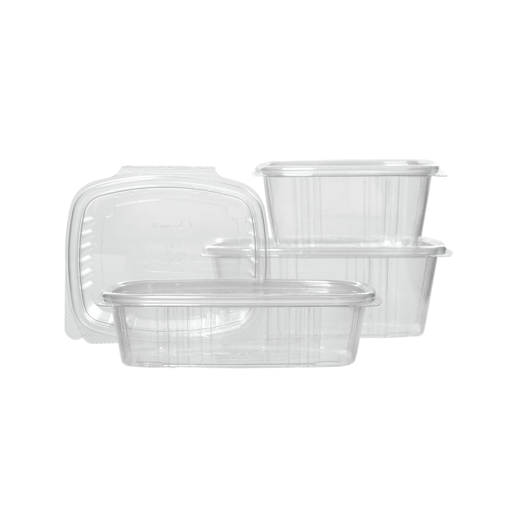Clear hinged clamshell food containers for takeout restaurants deli operations and grab-and-go retail