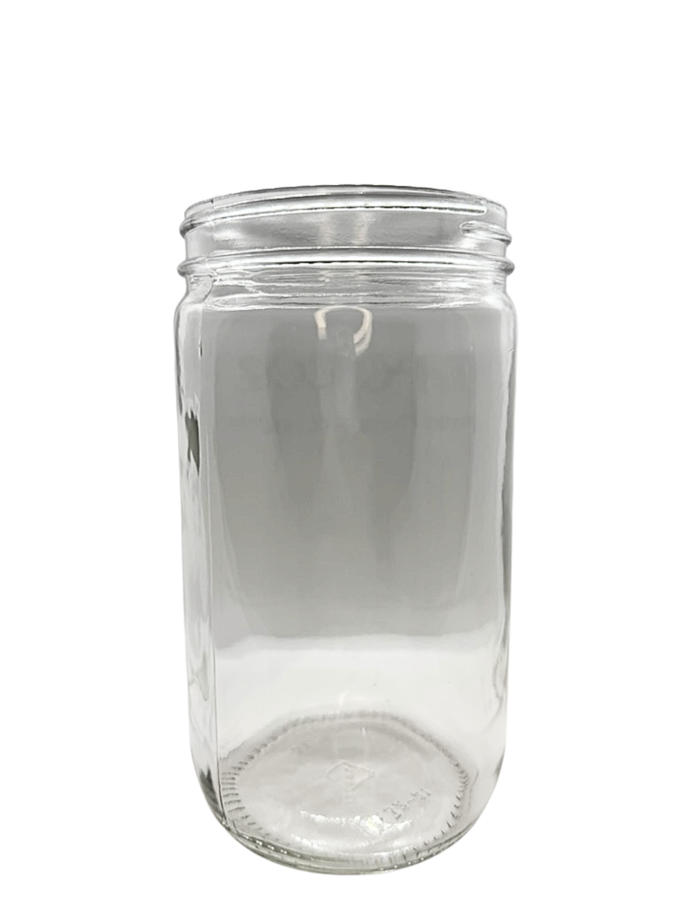 Clear glass jar on a white background