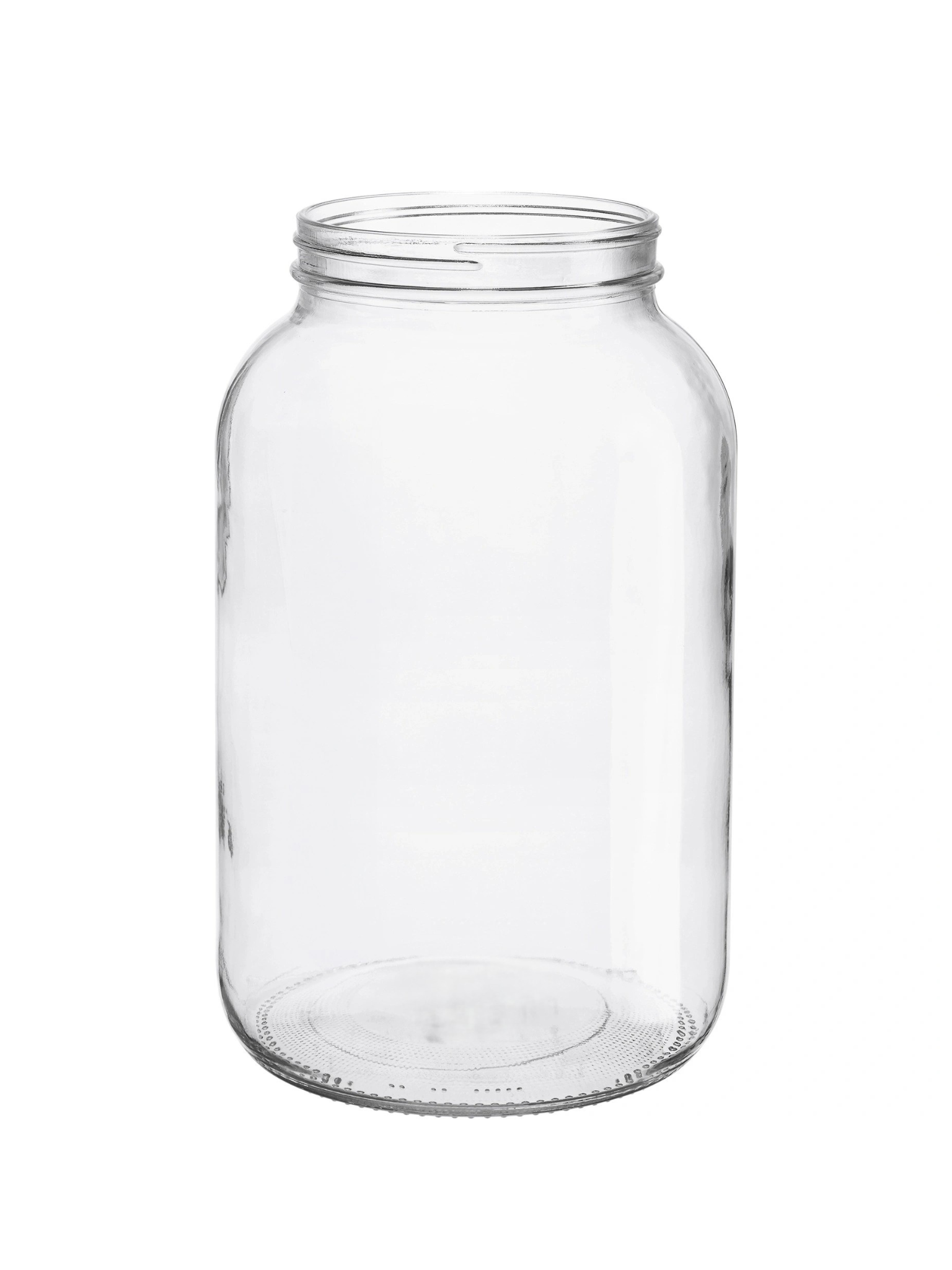 Clear glass jar on a white background