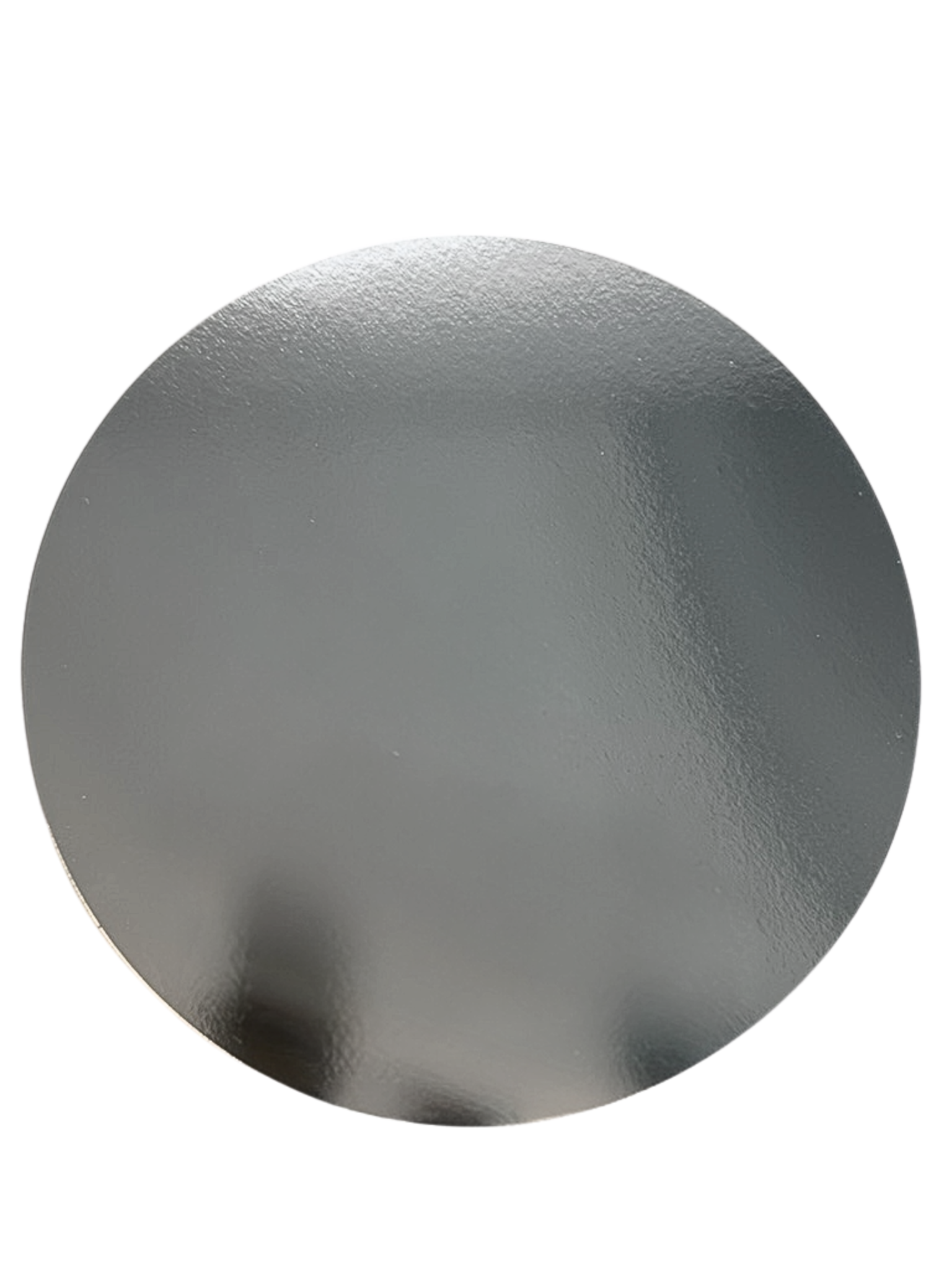 Round metallic object on a white background