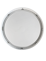 Round white object with a gray rim on a white background