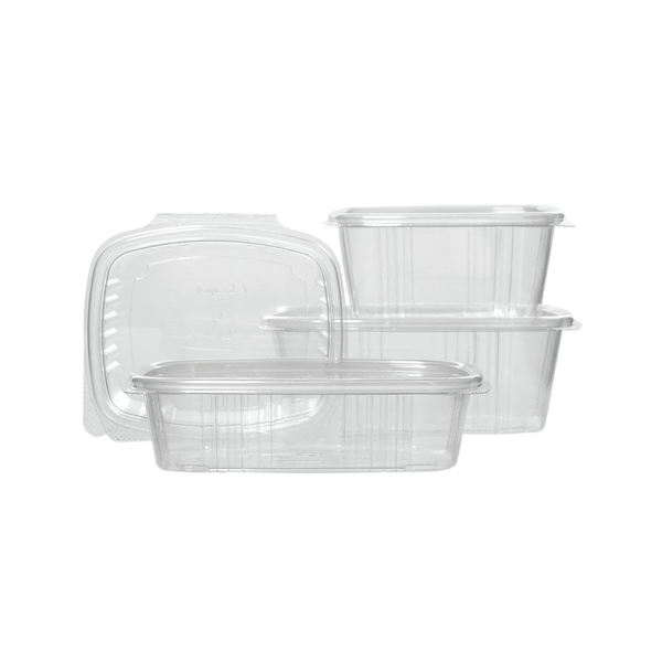 Clear hinged clamshell food containers for takeout restaurants deli operations and grab-and-go retail
