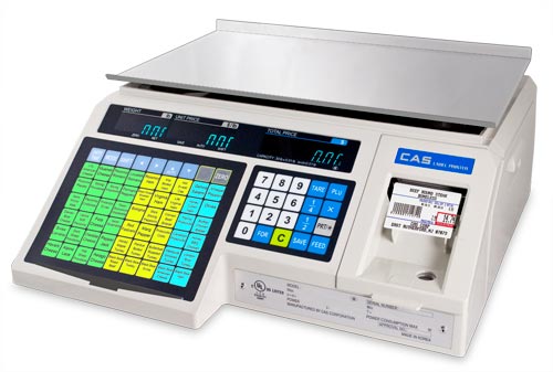 CAS scale with digital display and keypad on a white background