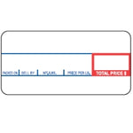 Blank price label with red and blue fields on a white background