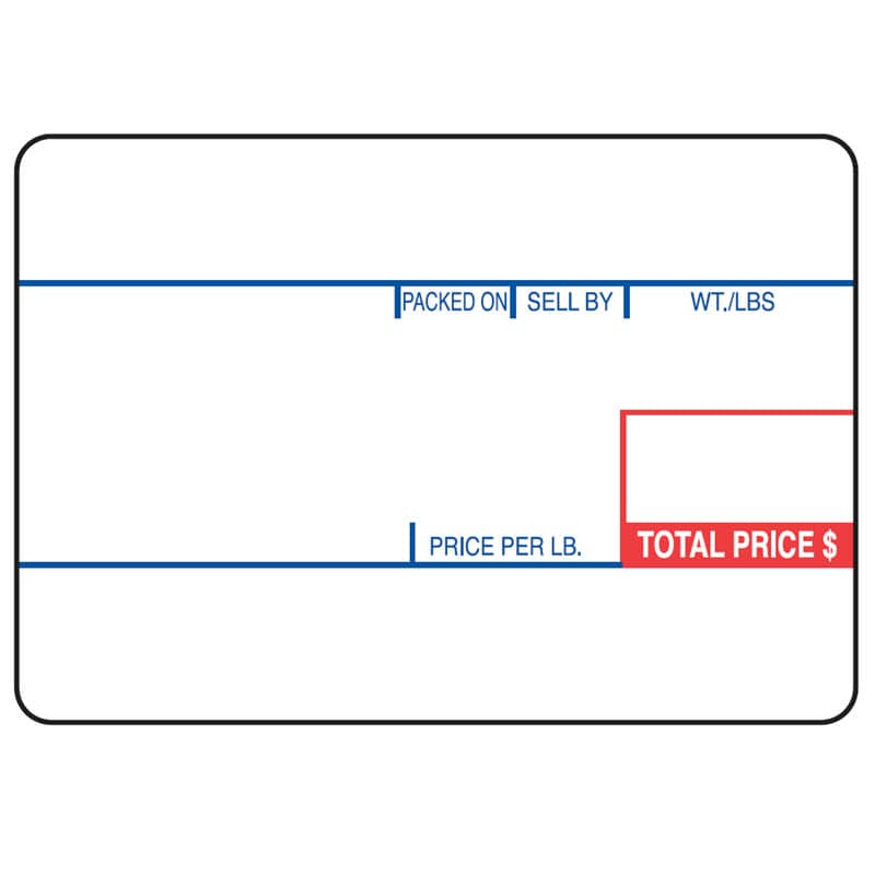 Blank label template with pre-printed text for packaging