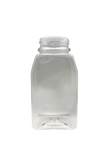 Clear plastic bottle on a white background