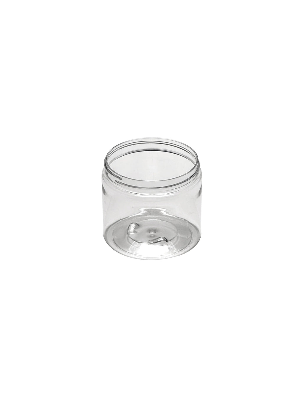 Clear glass jar with a screw cap on a white background