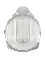 Clear plastic object on a white background