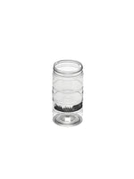 Clear glass candle holder on a white background
