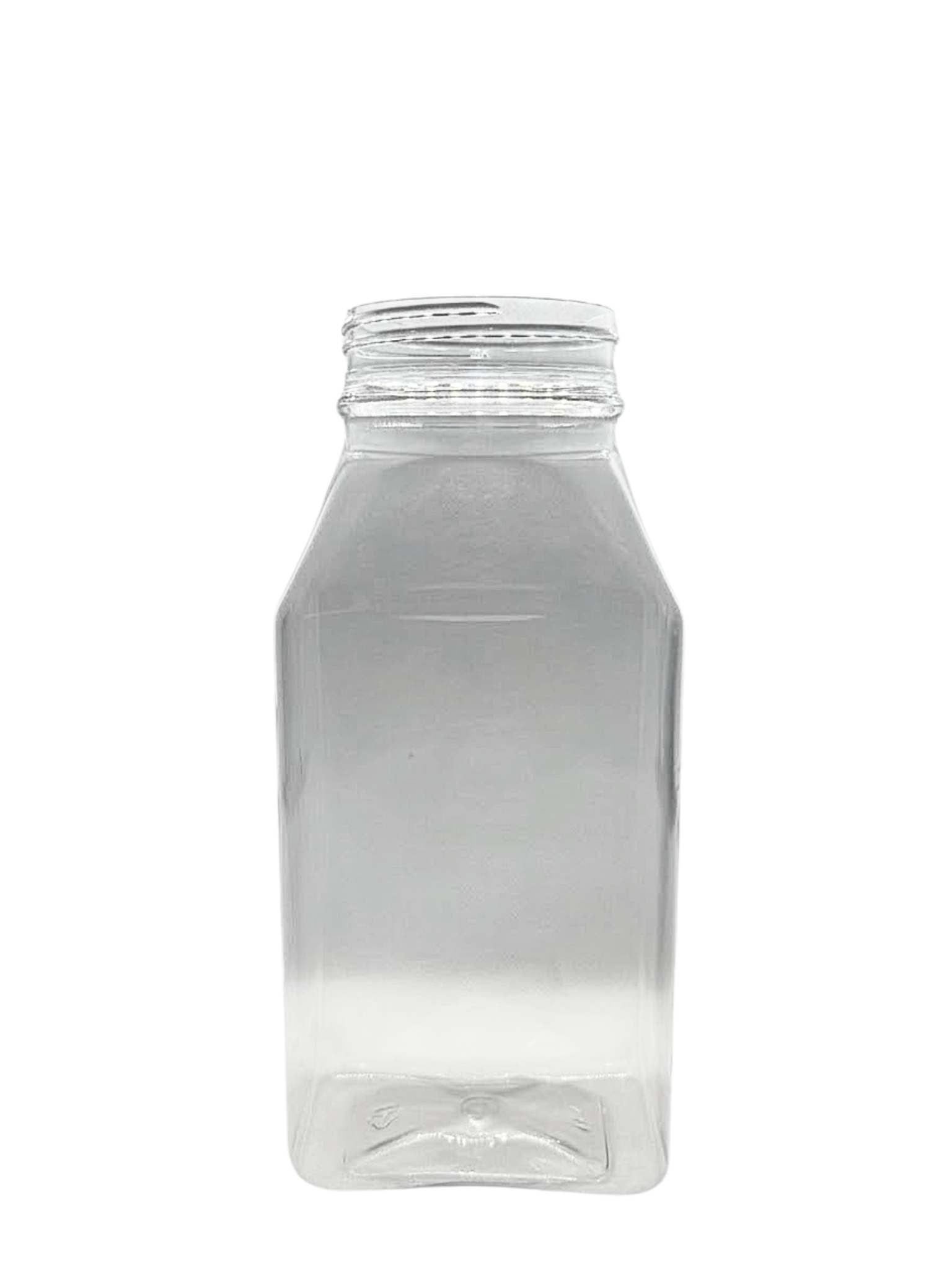 Clear plastic bottle on a white background