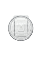 Clear plastic lid on a white background