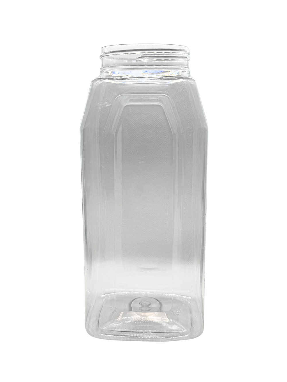 Clear glass jar on a white background