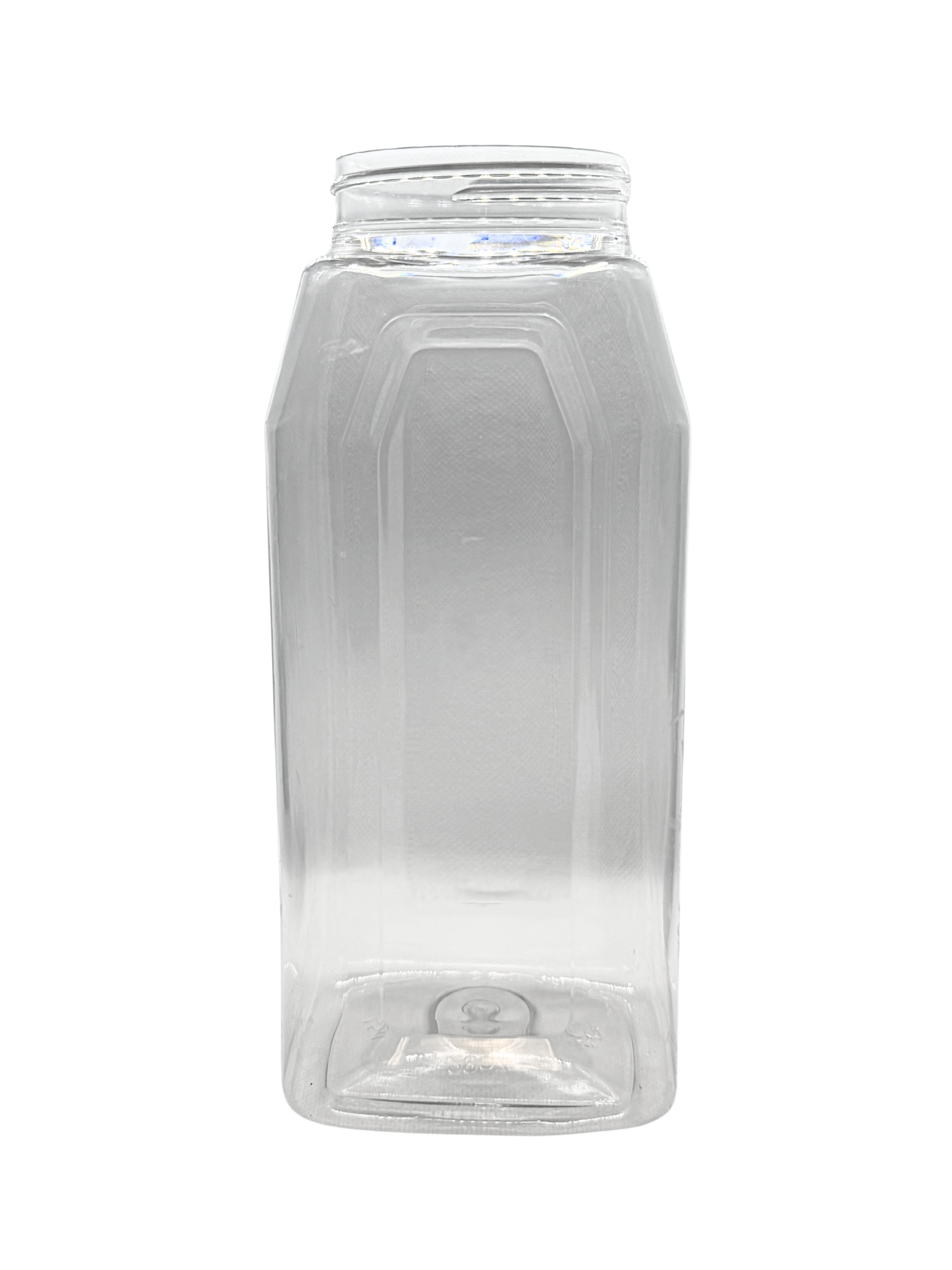 Clear glass jar on a white background