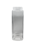 Clear glass jar with textured surface on a white background