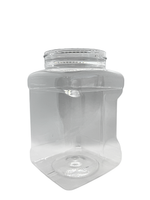 Clear plastic container with a lid on a white background
