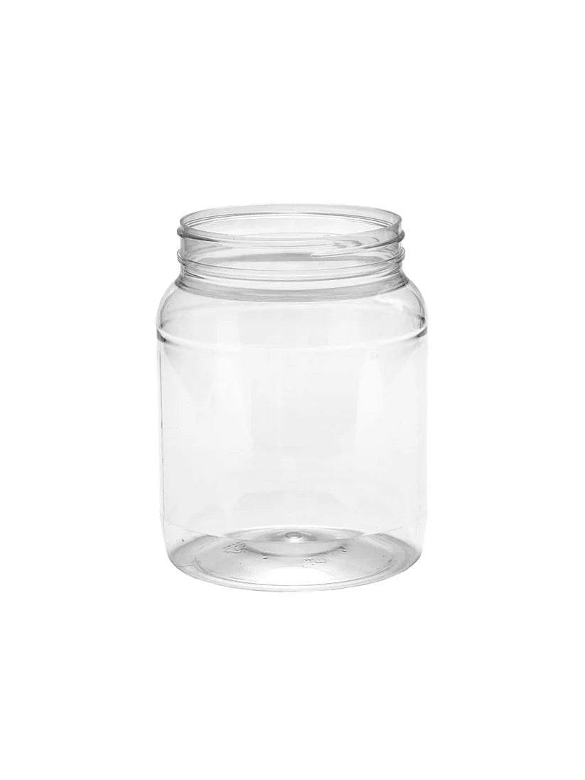 Clear glass jar on a white background