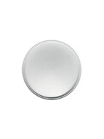 Round metallic object on a white background