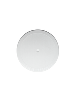 Round white ceiling light fixture on a white background