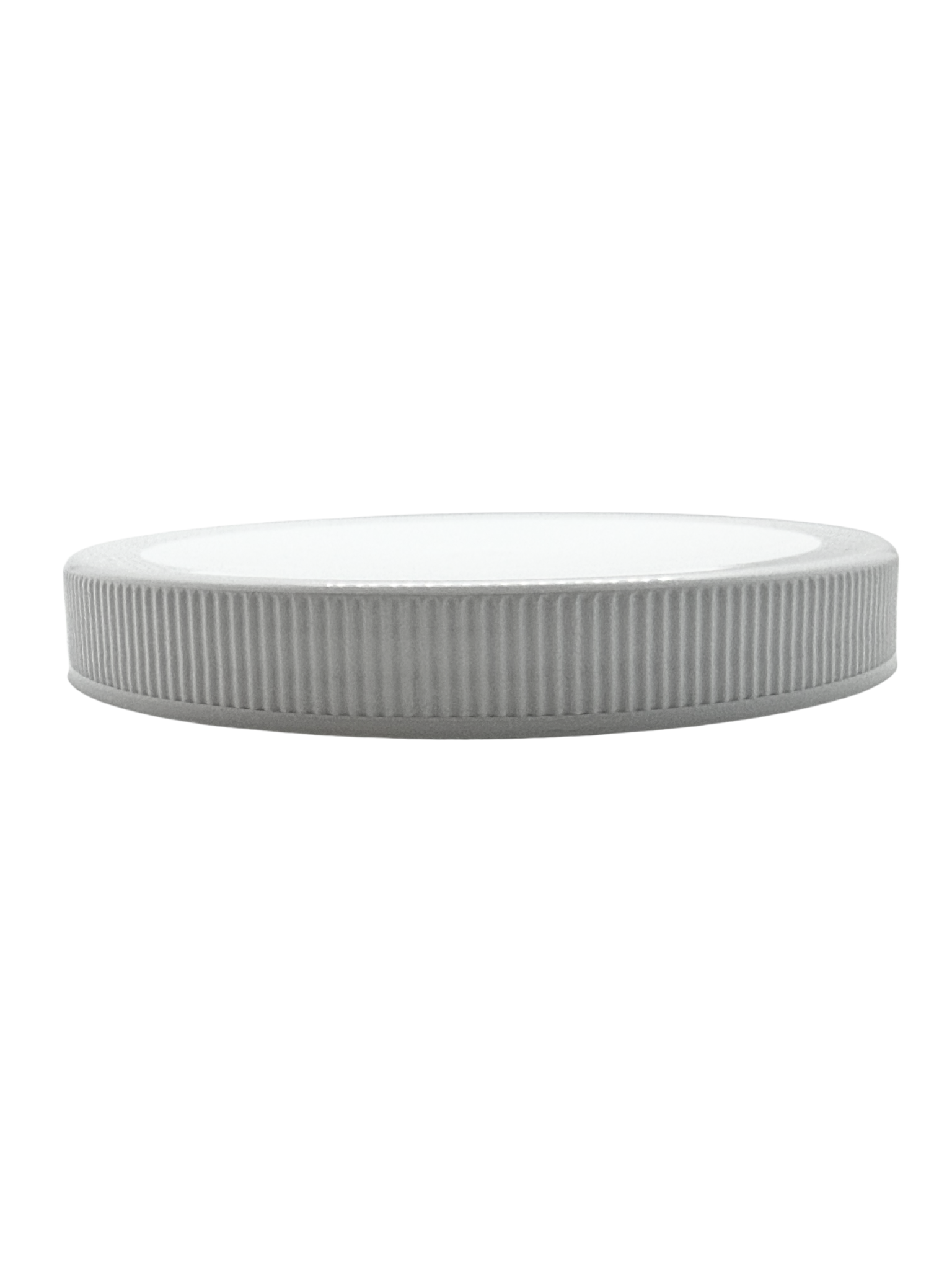 Gray ceramic bowl with ribbed texture on a white background