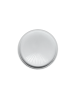 Round white object with a textured surface on a white background