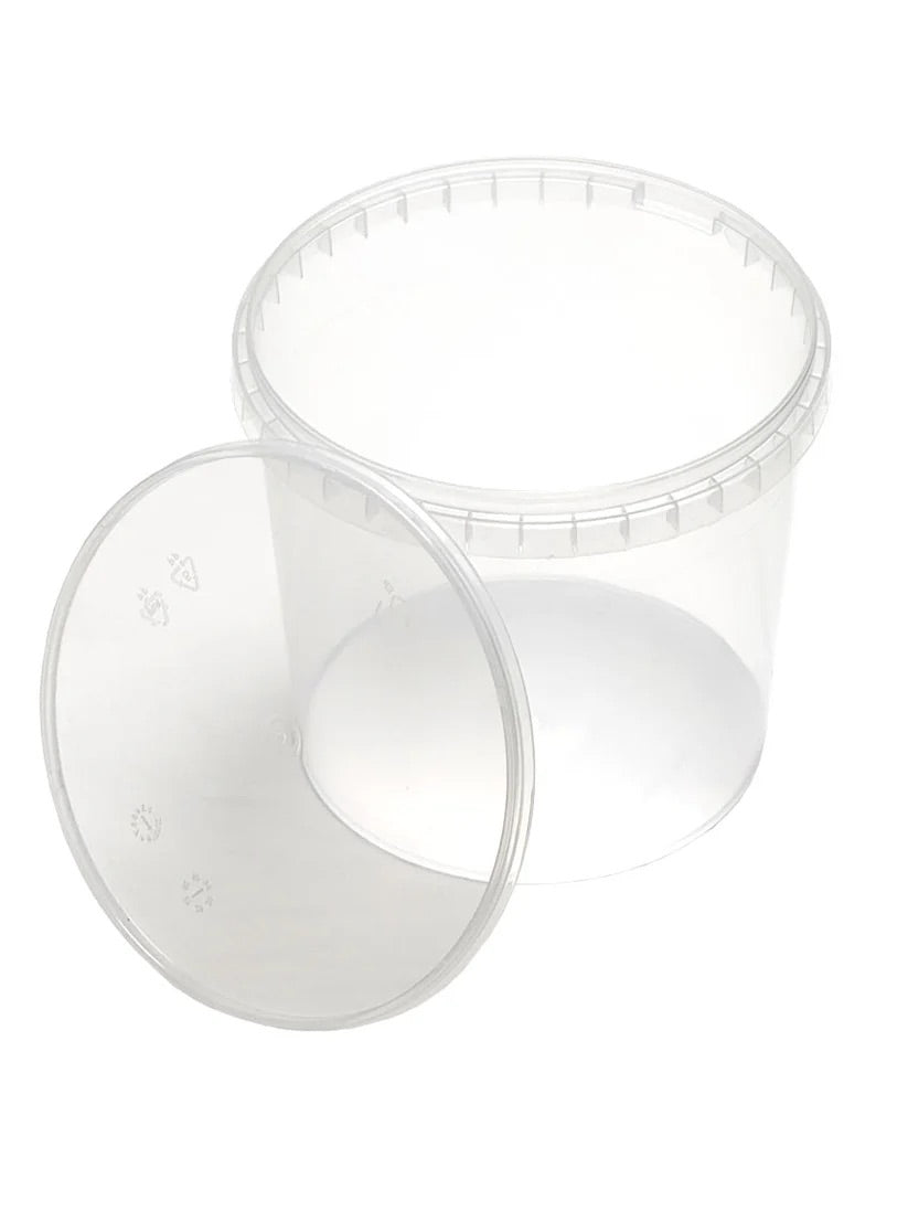Clear plastic measuring cups on a white background