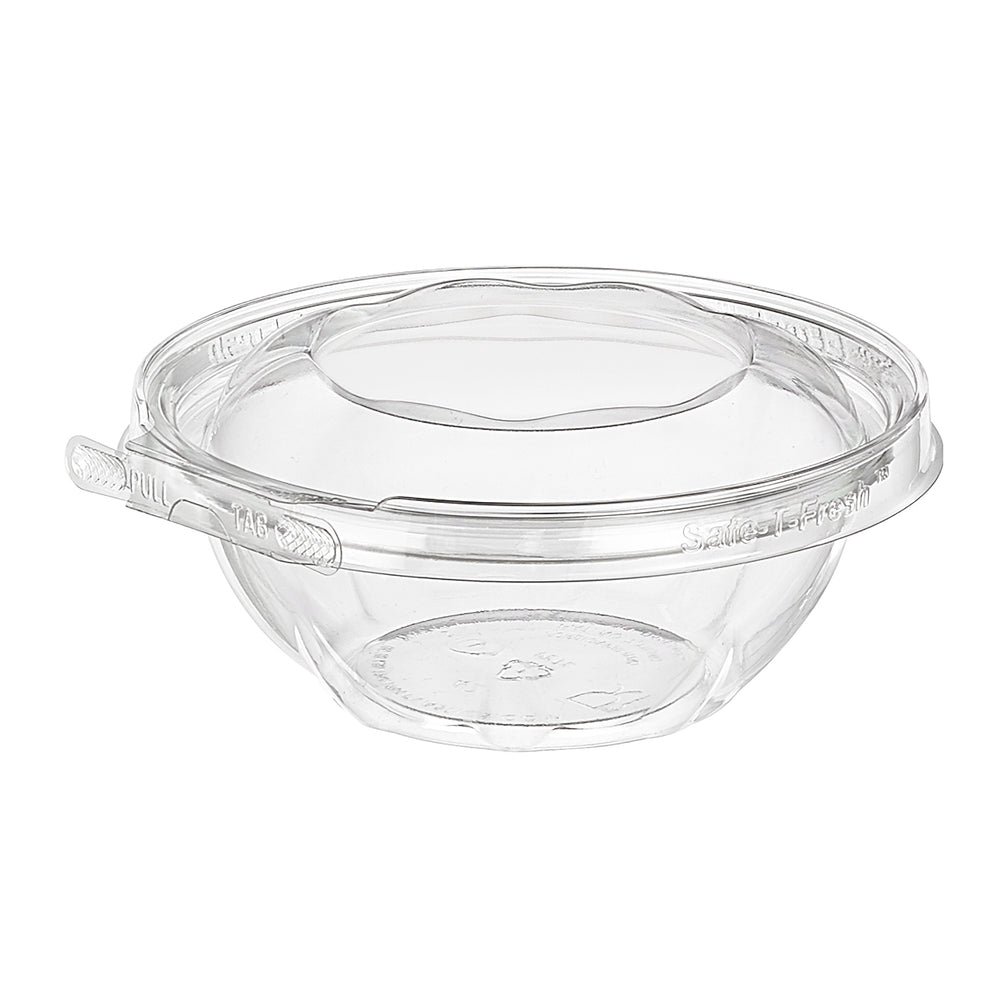 Clear plastic container with a lid on a white background