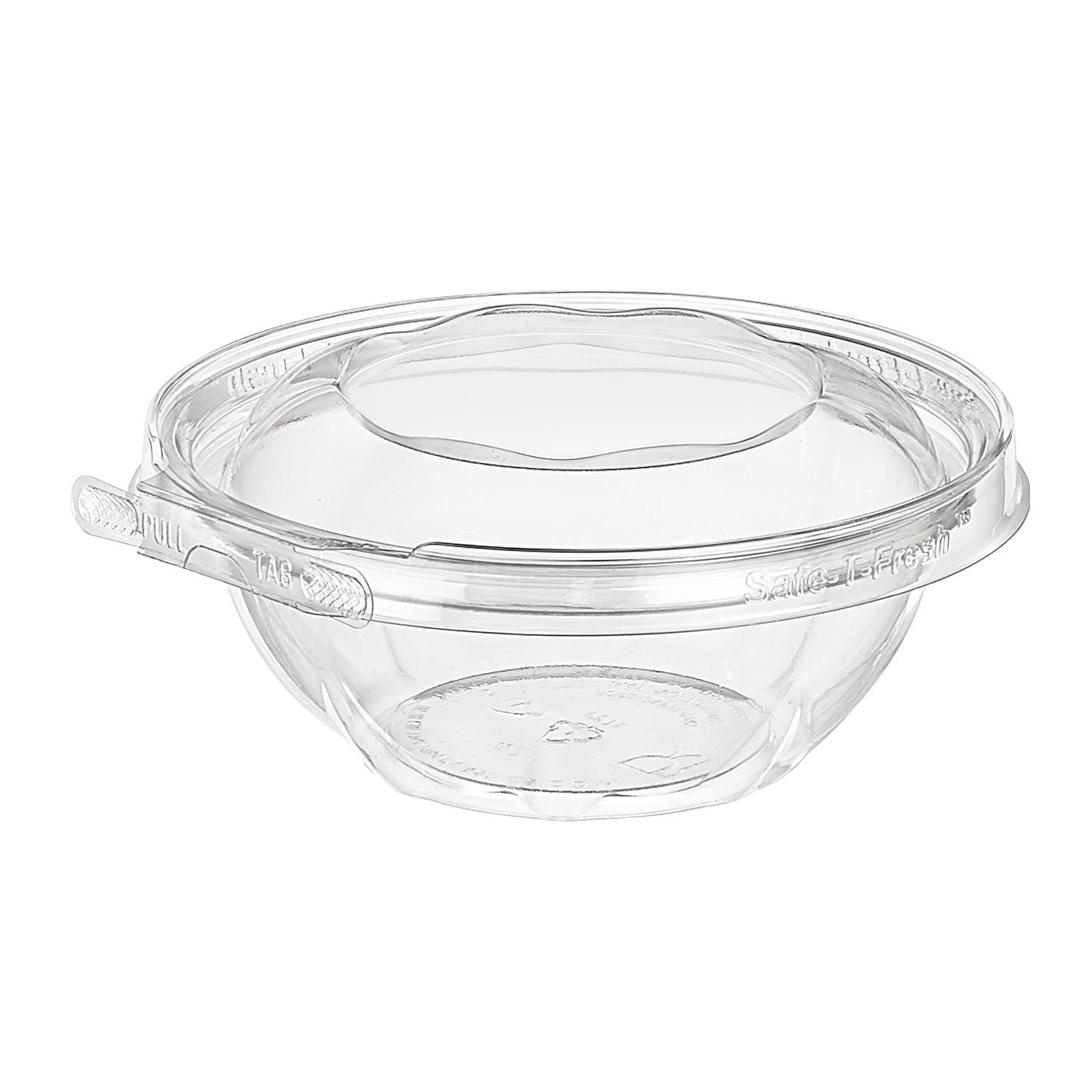 Clear plastic container with a lid on a white background