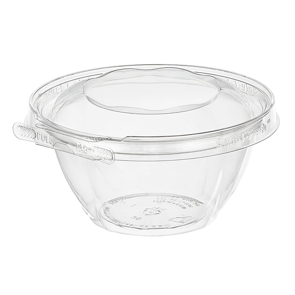 Clear plastic container with a lid on a white background