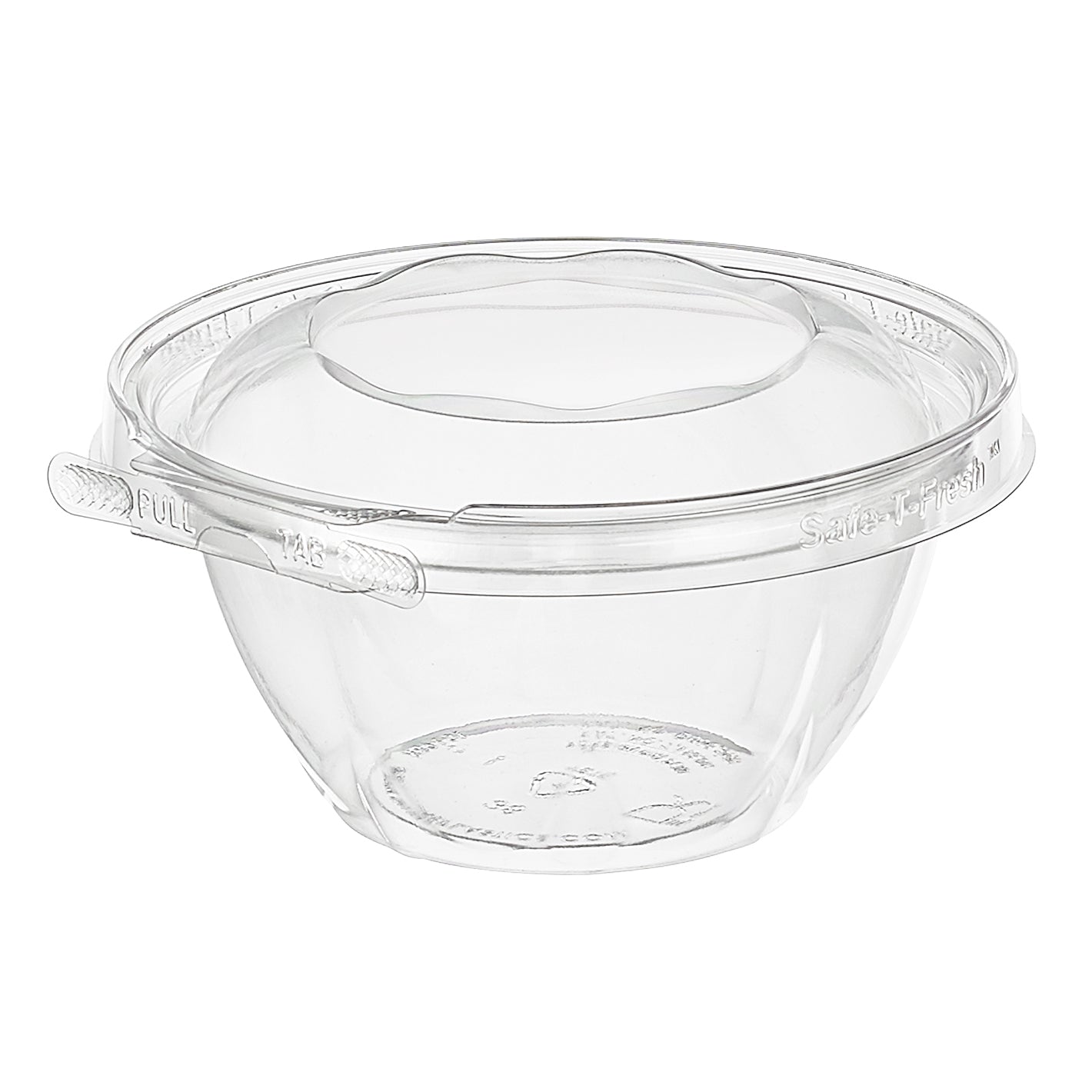 Clear plastic container with a lid on a white background