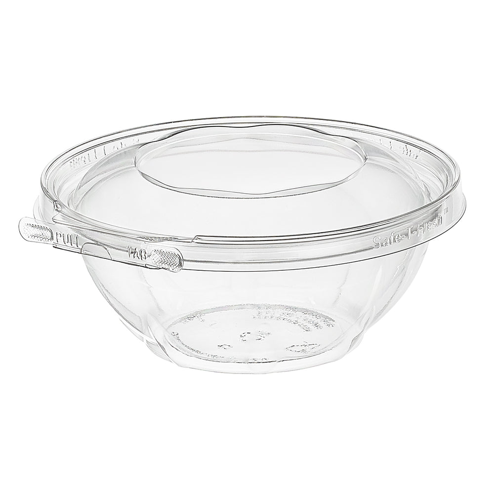 Clear plastic container with a lid on a white background