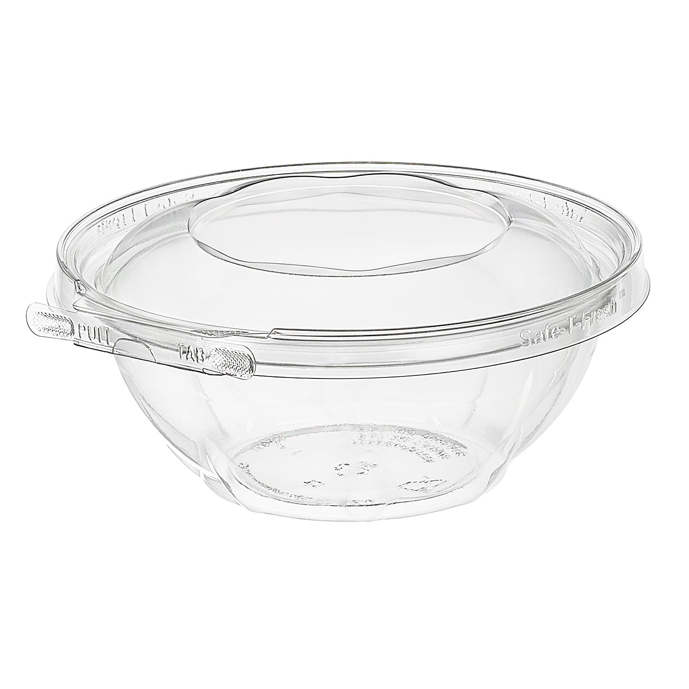 Clear plastic container with a lid on a white background