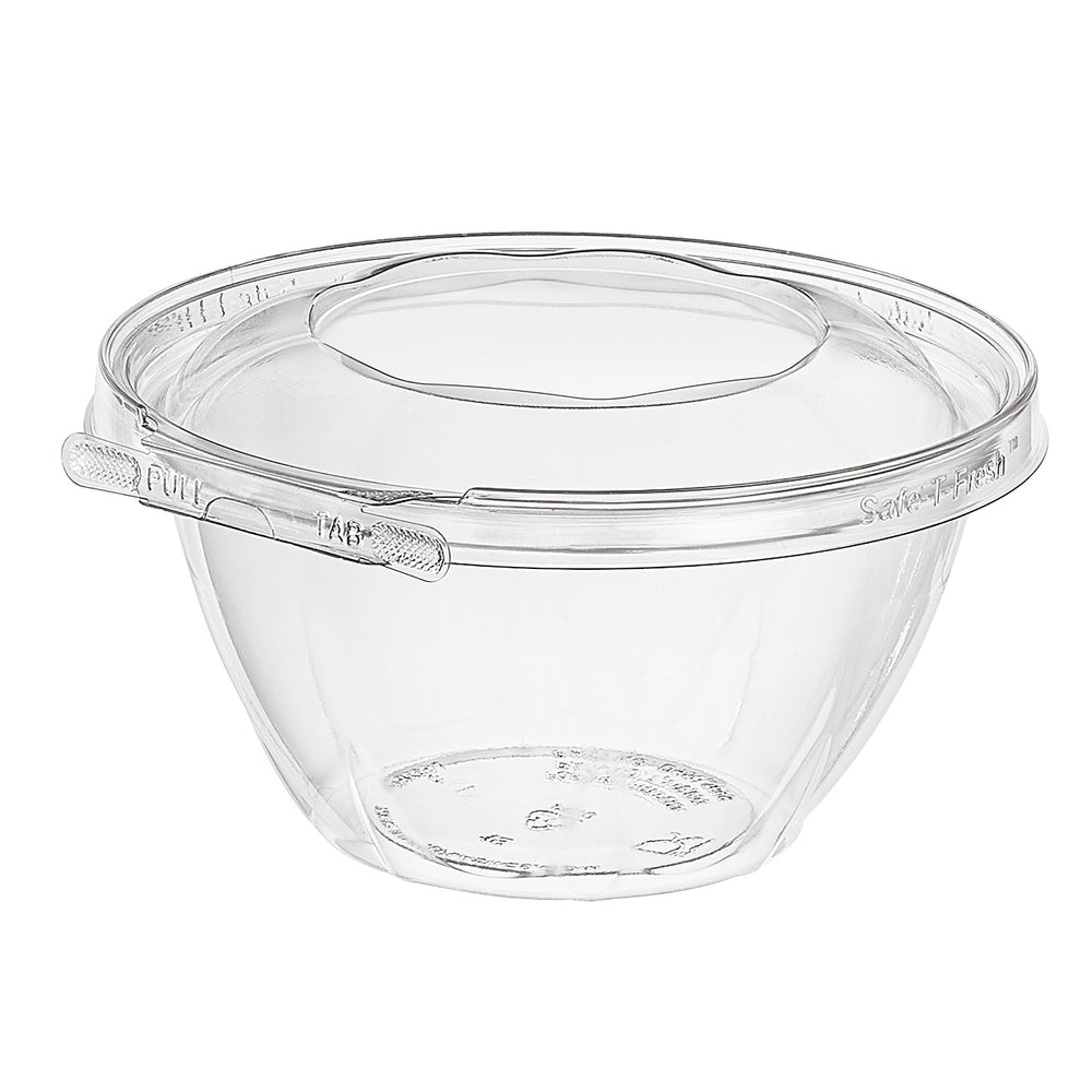 Clear plastic container with a lid on a white background