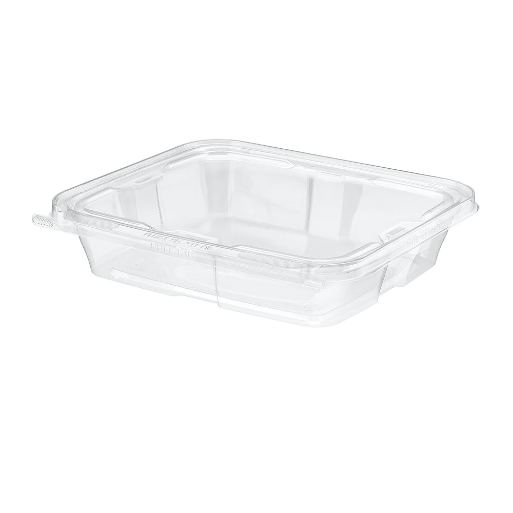 Clear plastic container on a white background