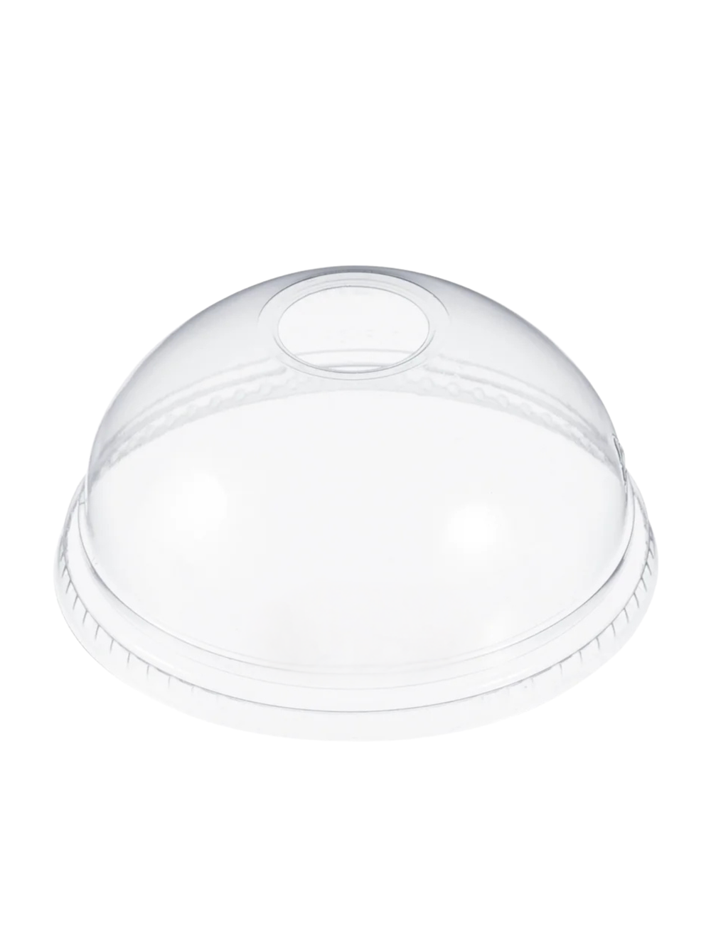 Clear plastic dome lid on a white background