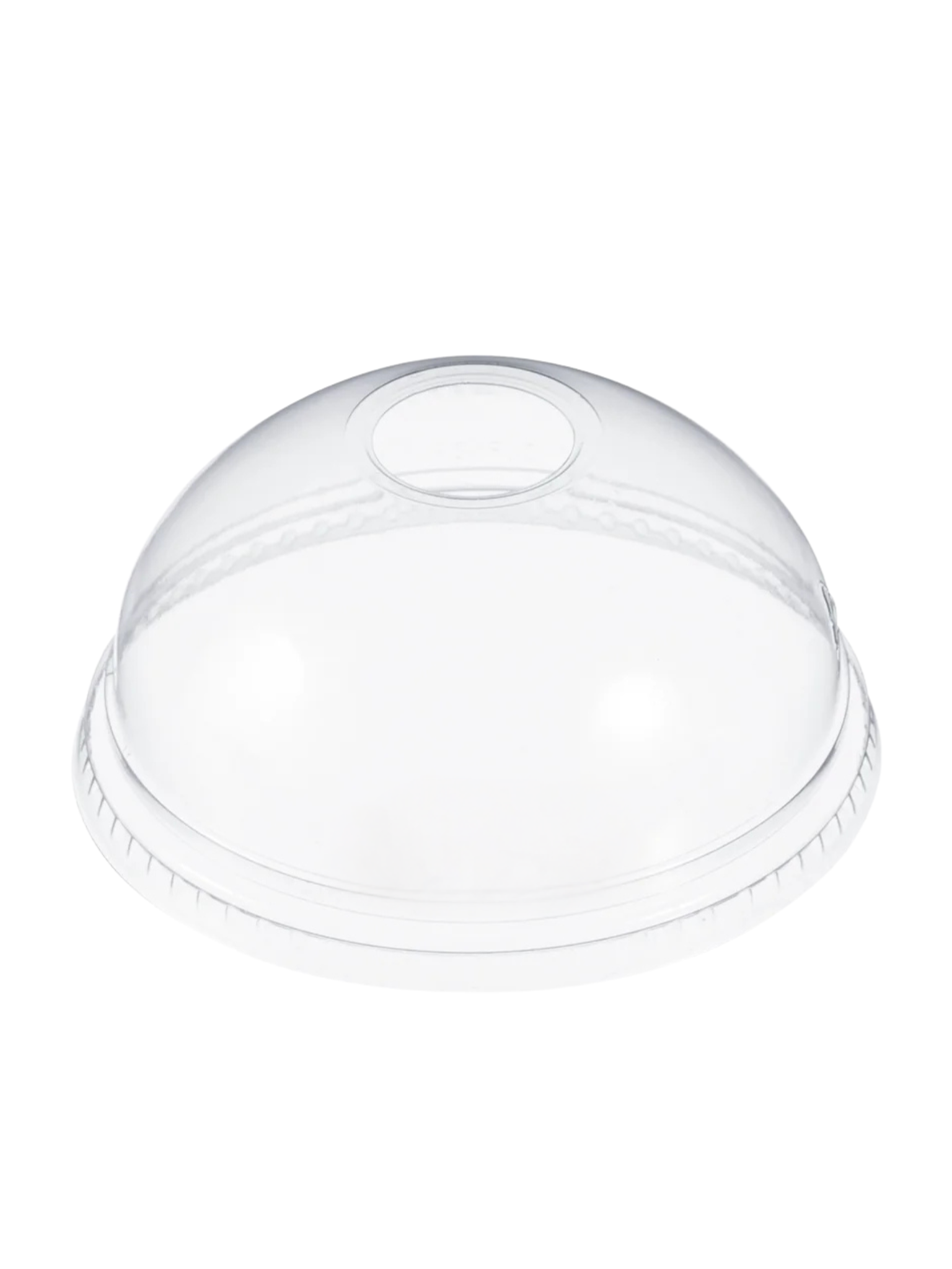 Clear plastic dome lid on a white background